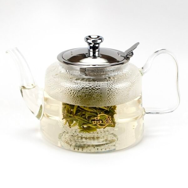 Ear Handle Glass Teapot with Glass Strainer