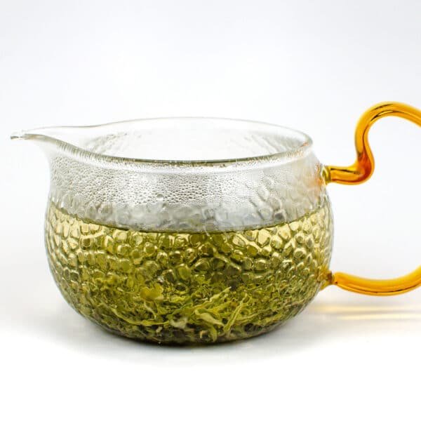 Amber Handle Textured Glass Pitcher
