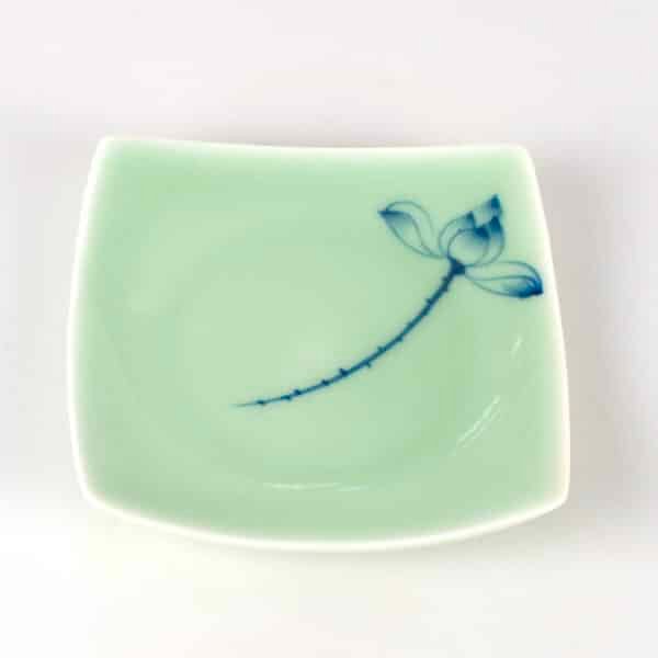 Longquan Kiln Hand-Painted Lotus Celadon Tea Saucer