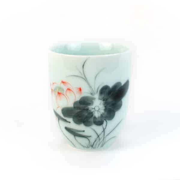 Hand-Painted Lotus Celadon Teacup
