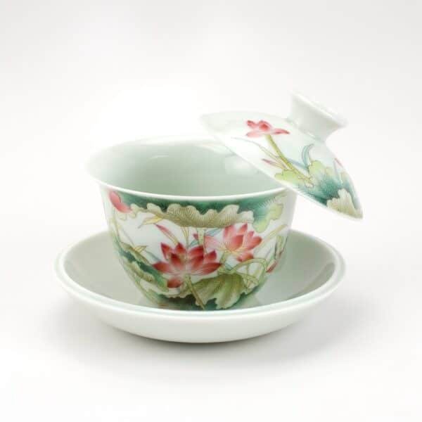 Jingdezhen Hanging Lid Lotus Pond Porcelain Gaiwan