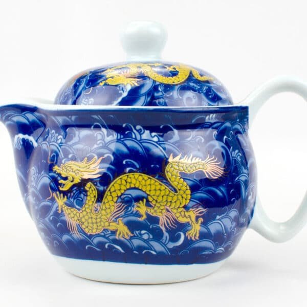 Golden Dragon Blue Porcelain Teapot