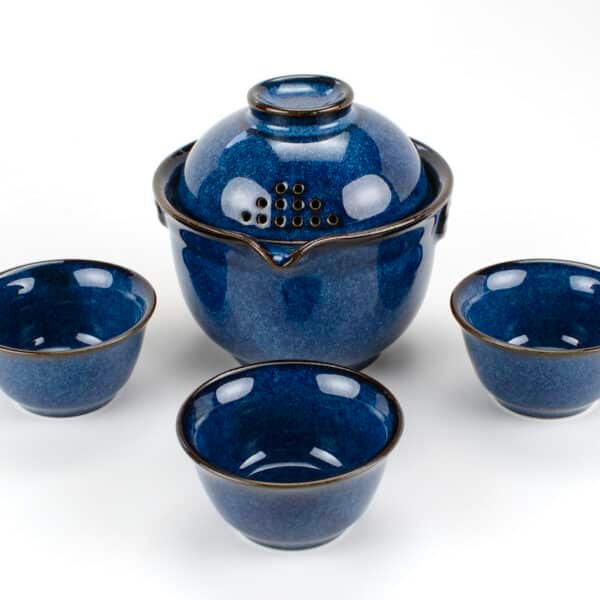 Jun Kiln Blue Easy Gaiwan Travel Tea Set