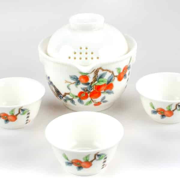 Persimmon Easy Gaiwan Porcelain Travel Tea Set