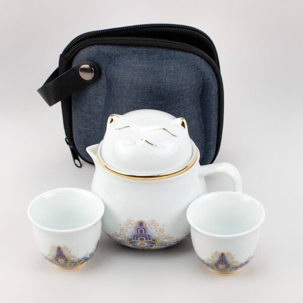 White Cat Porcelain Travel Tea Set