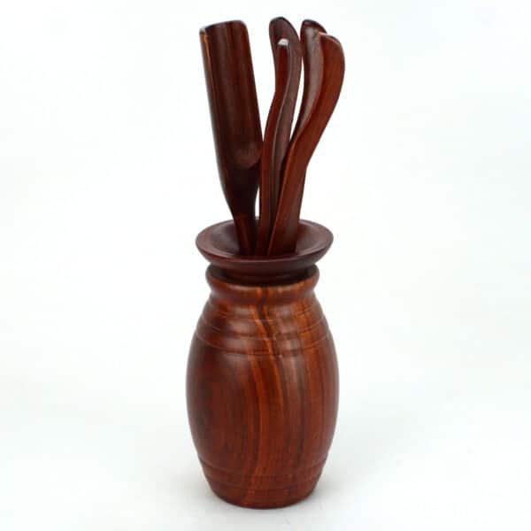 Rosewood Tea Tools Set with Vase